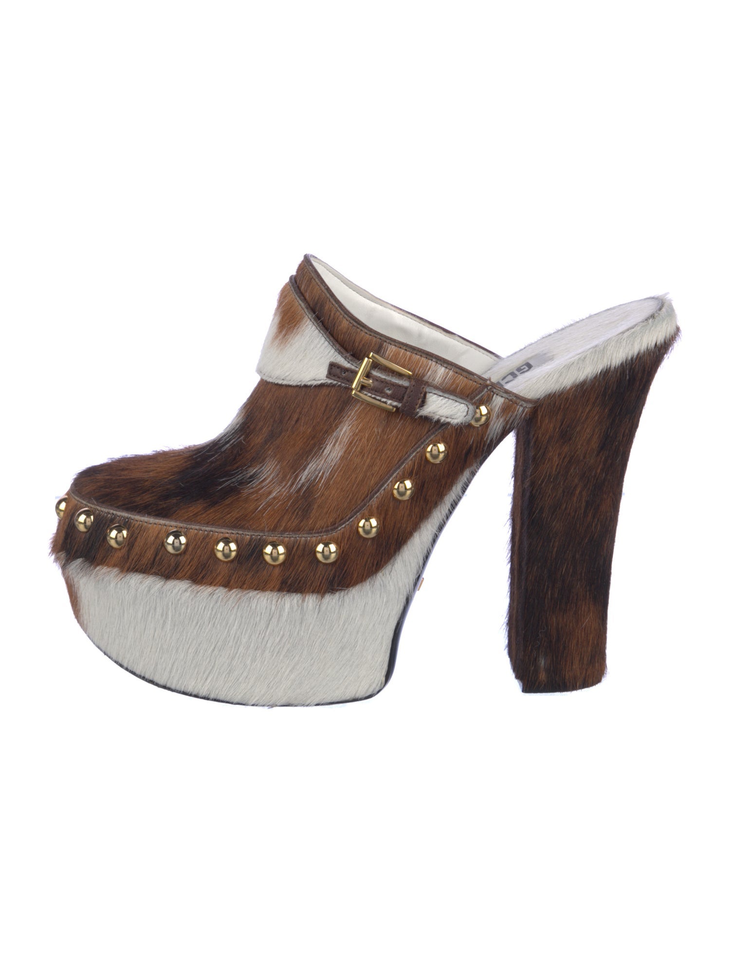 GCDS Ponyhair Animal Print Mules