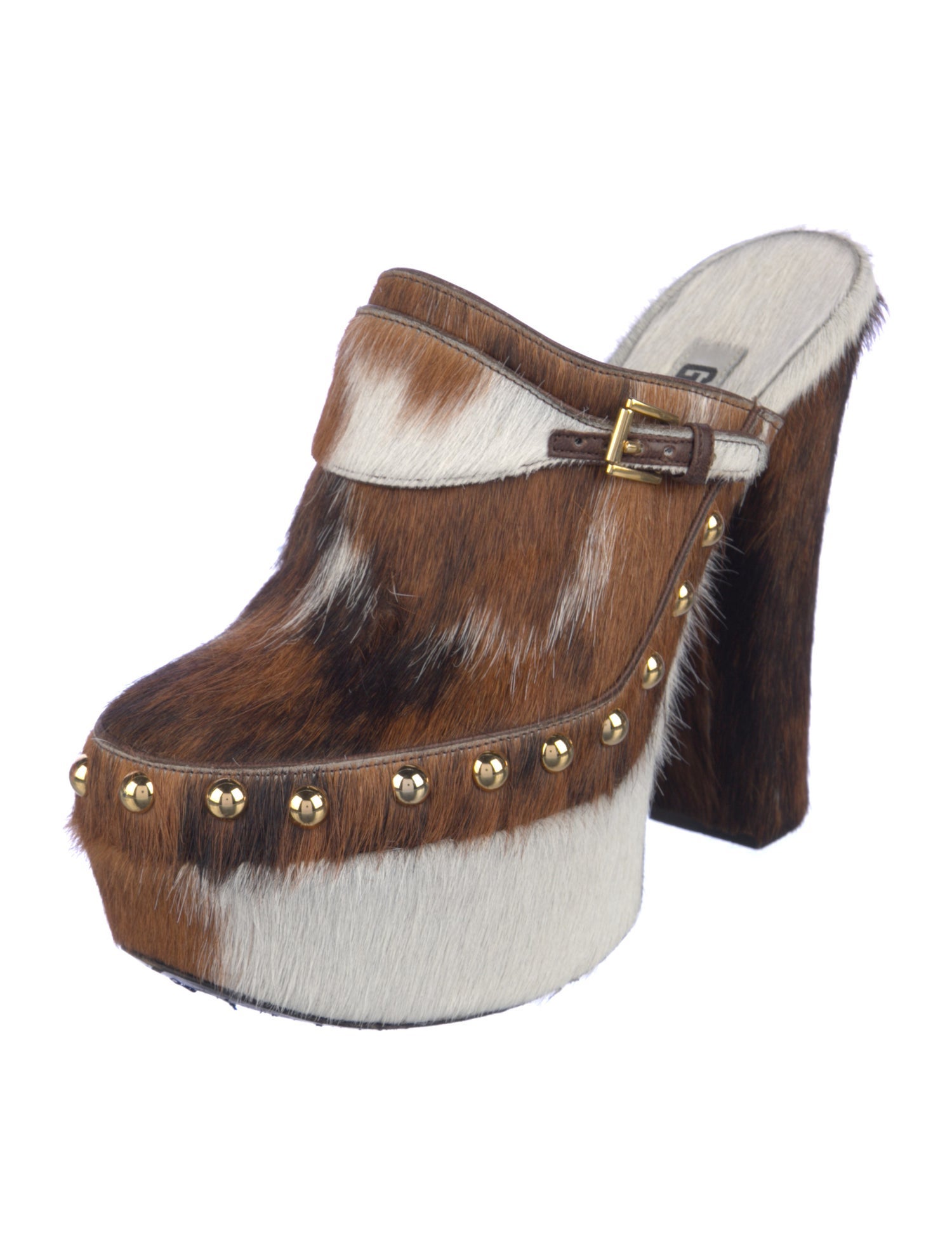 GCDS Ponyhair Animal Print Mules