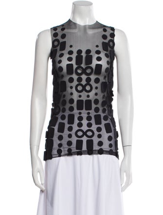 Gloria Coelho Polka Dot Print Crew Neck Blouse