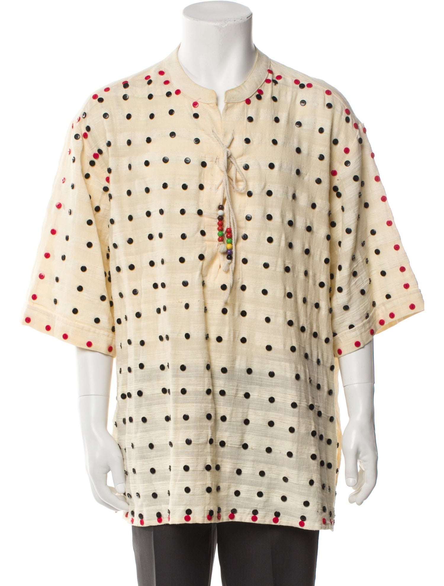 Glass Cypress Polka Dot Print Three-Quarter Sleeve Shirt