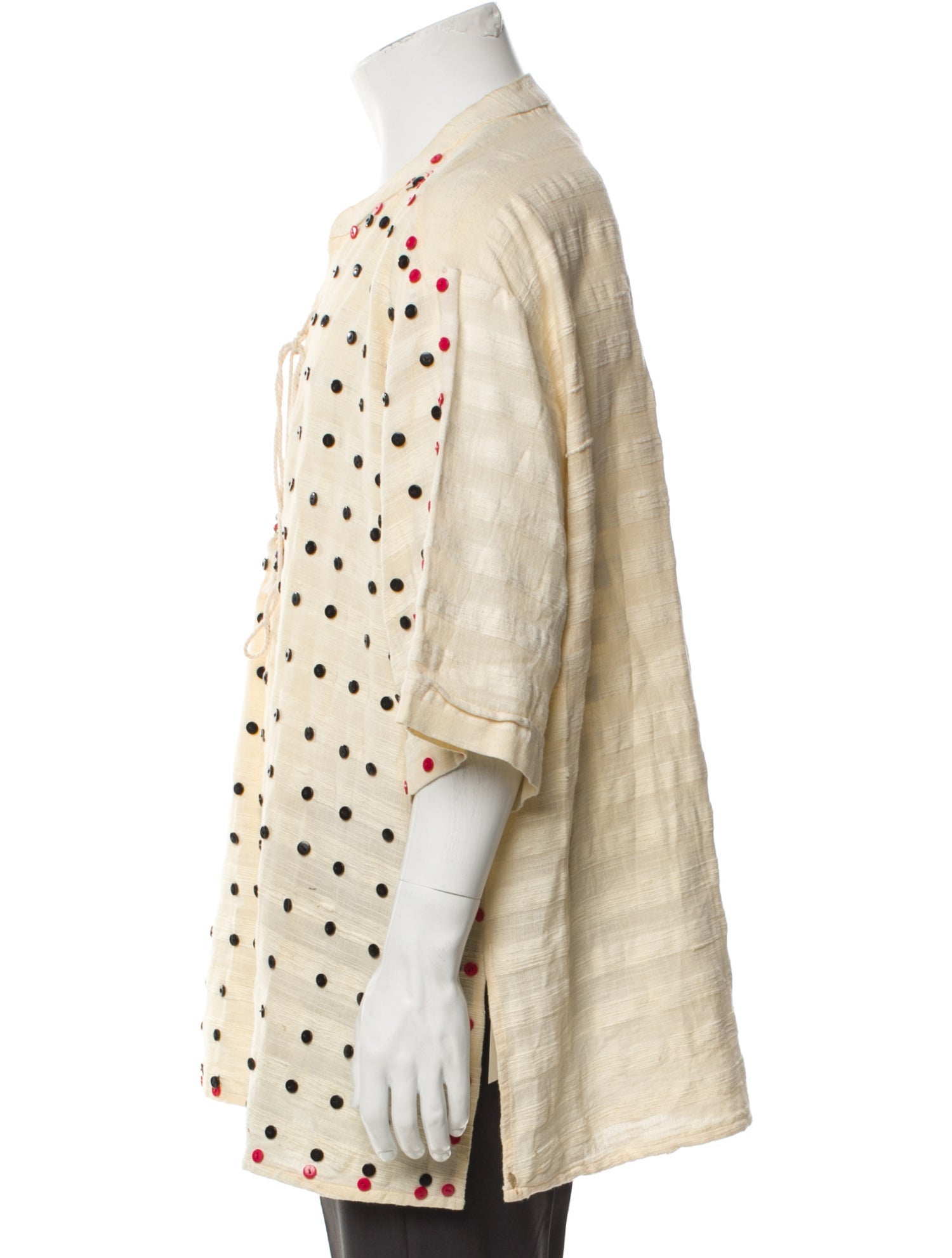 Glass Cypress Polka Dot Print Three-Quarter Sleeve Shirt