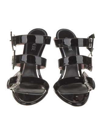 Gedebe Patent Leather Crystal Embellishments Slides