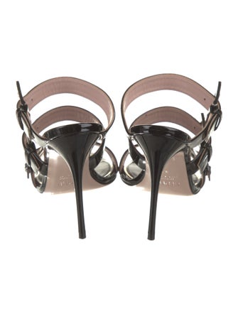 Gedebe Patent Leather Crystal Embellishments Slides