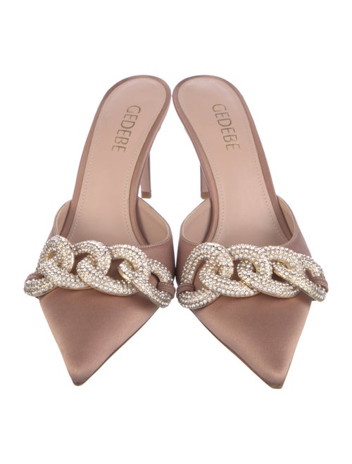 Gedebe Satin Chain-Link Accents Mules