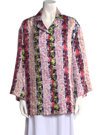 Gentile Catone Silk Printed Button-Up Top