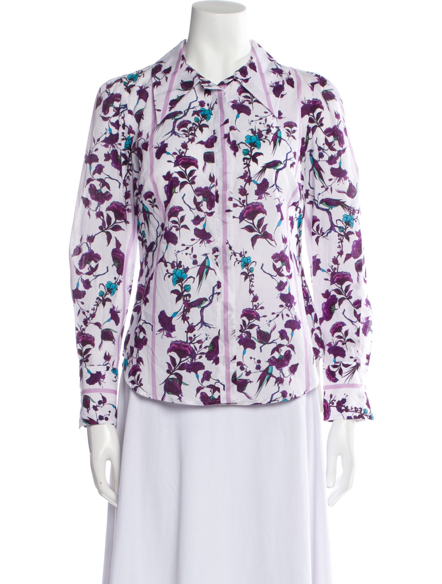 Gentile Catone Floral Print Long Sleeve Button-Up Top