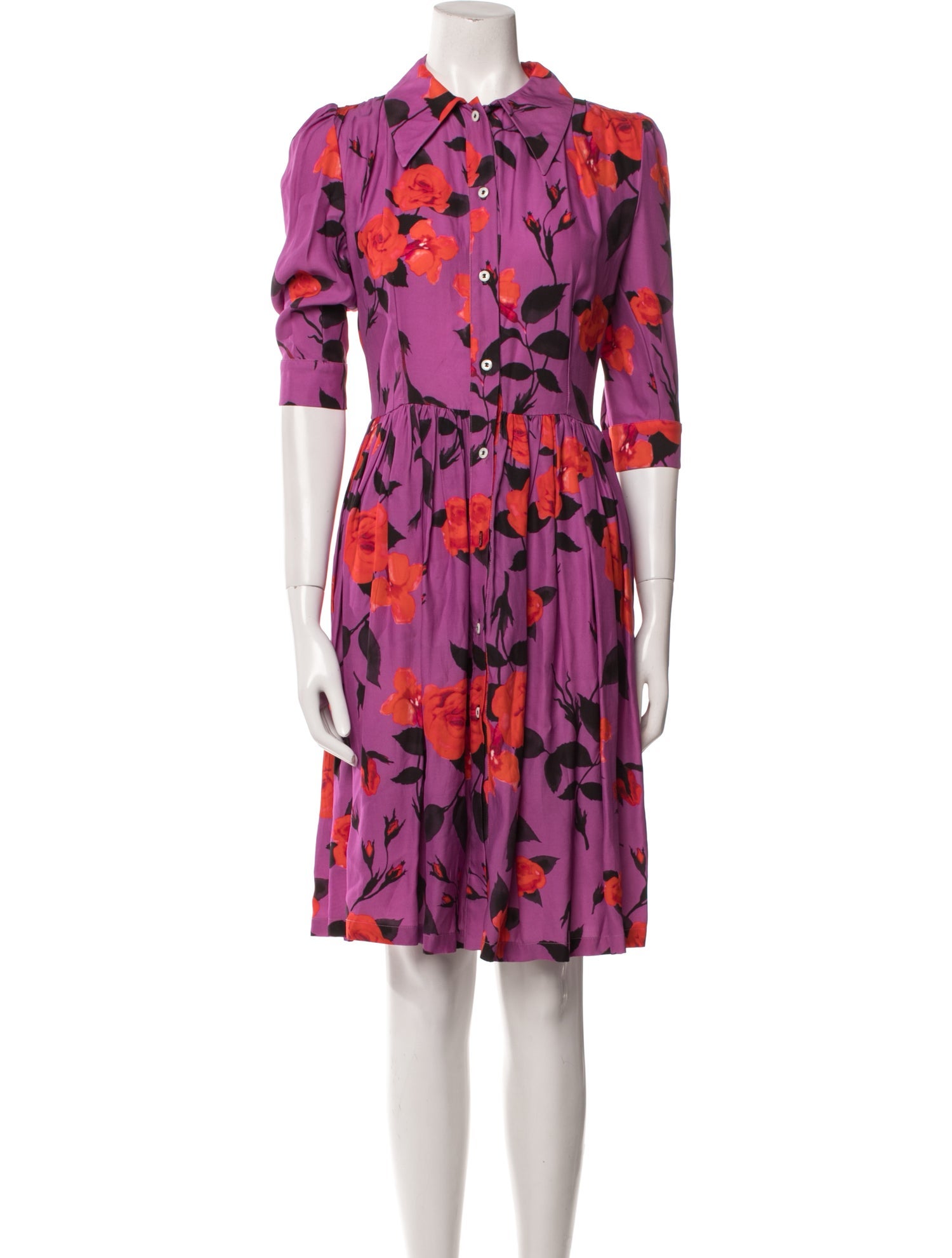 Gentile Catone Floral Print Knee-Length Dress