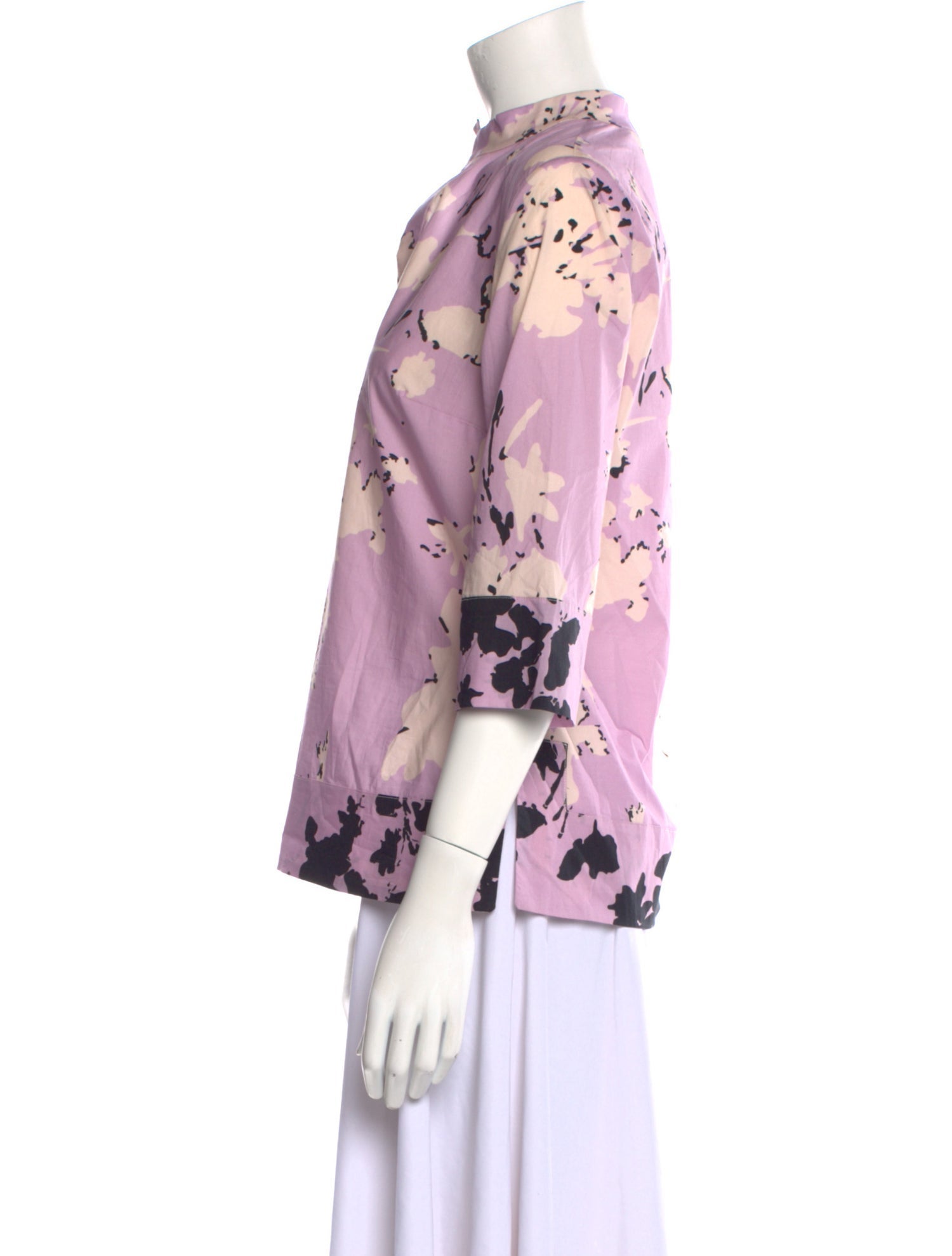 Gentile Catone Floral Print Mock Neck Blouse