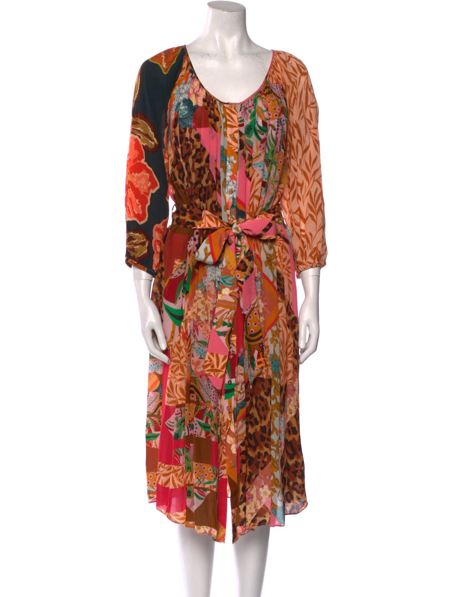 Geisha Designs Printed Midi Length Dress