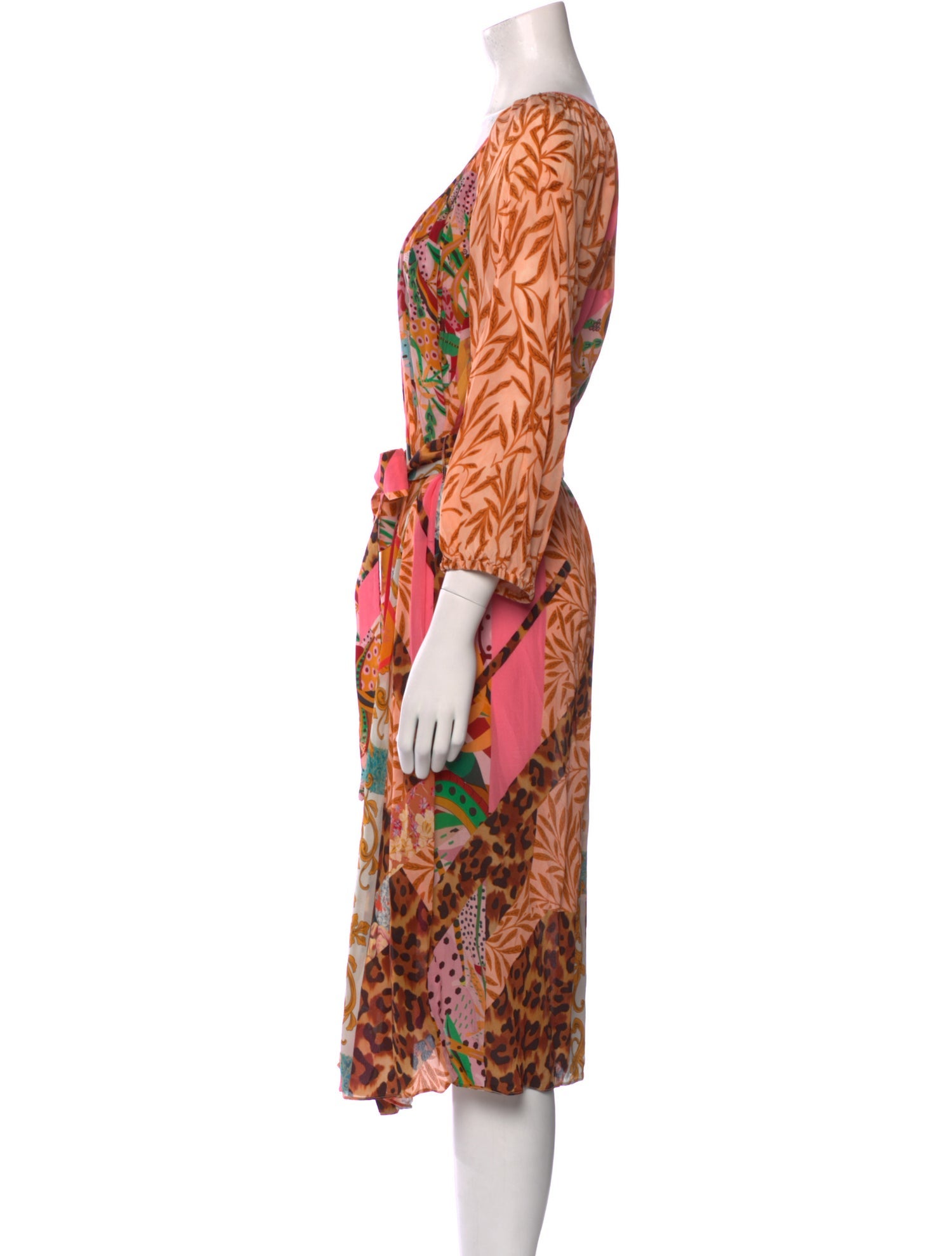 Geisha Designs Printed Midi Length Dress