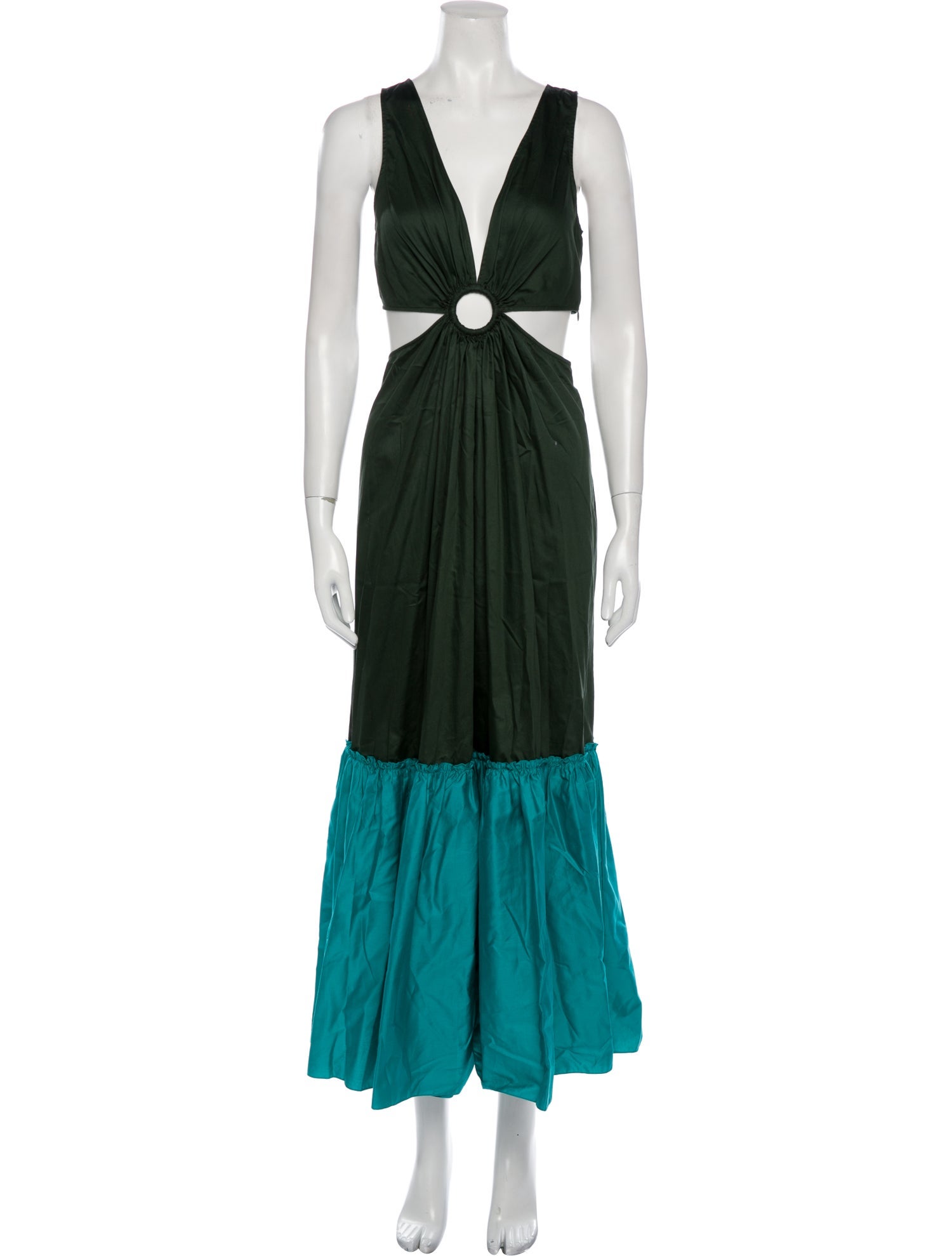 Geisha Designs Plunge Neckline Long Dress