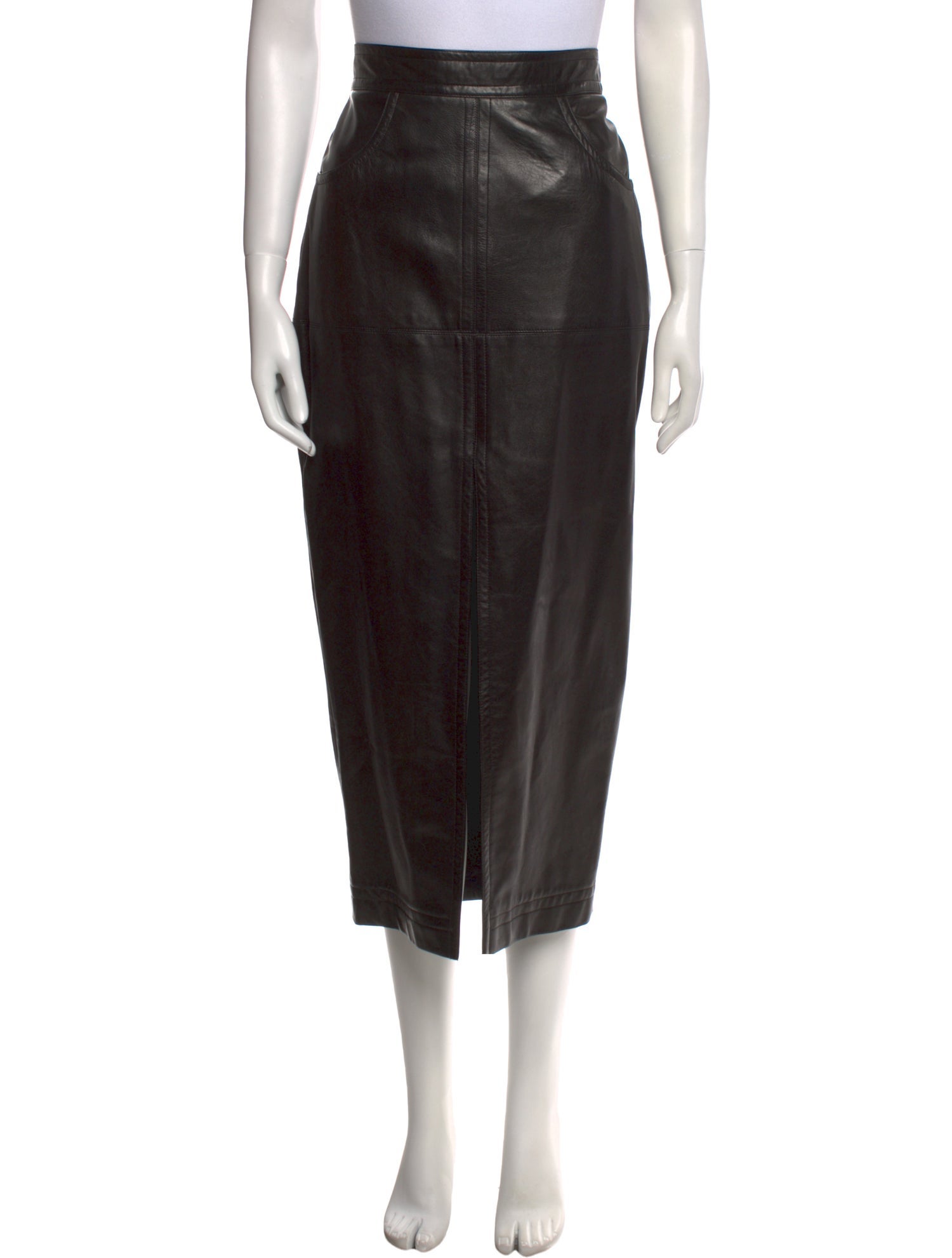 Gemma Kahng Leather Midi Length Skirt