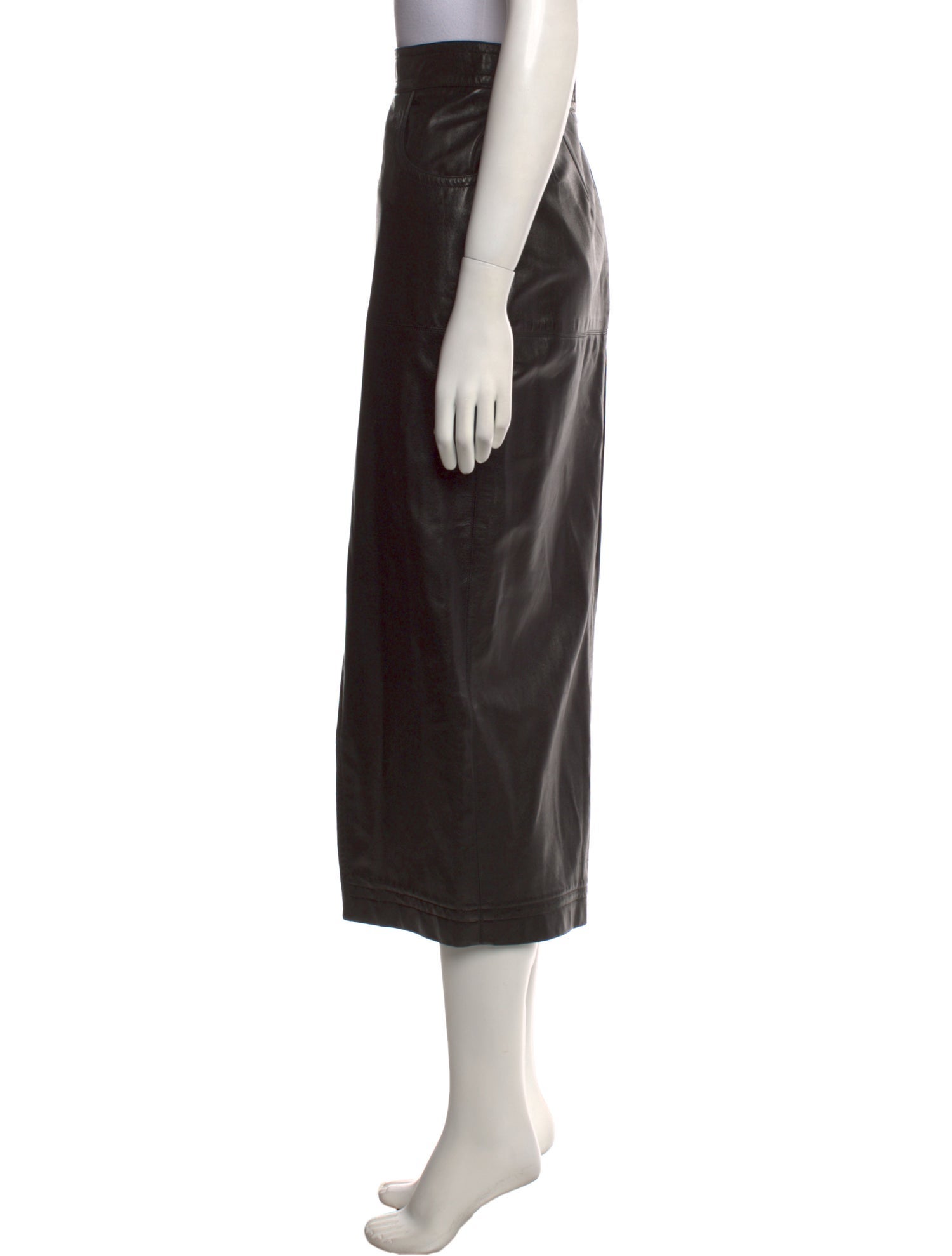 Gemma Kahng Leather Midi Length Skirt