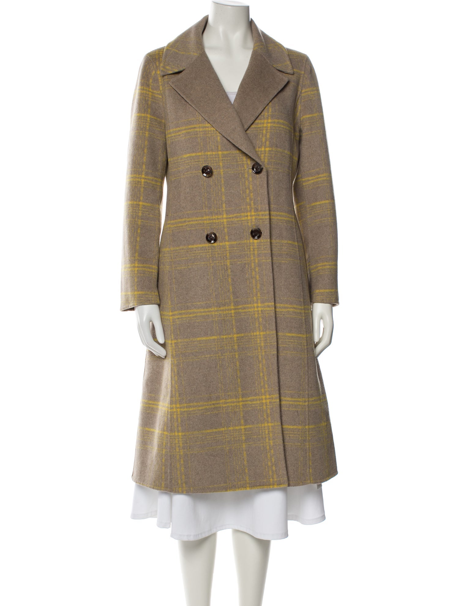 Gentle Herd Wool Plaid Print Trench Coat