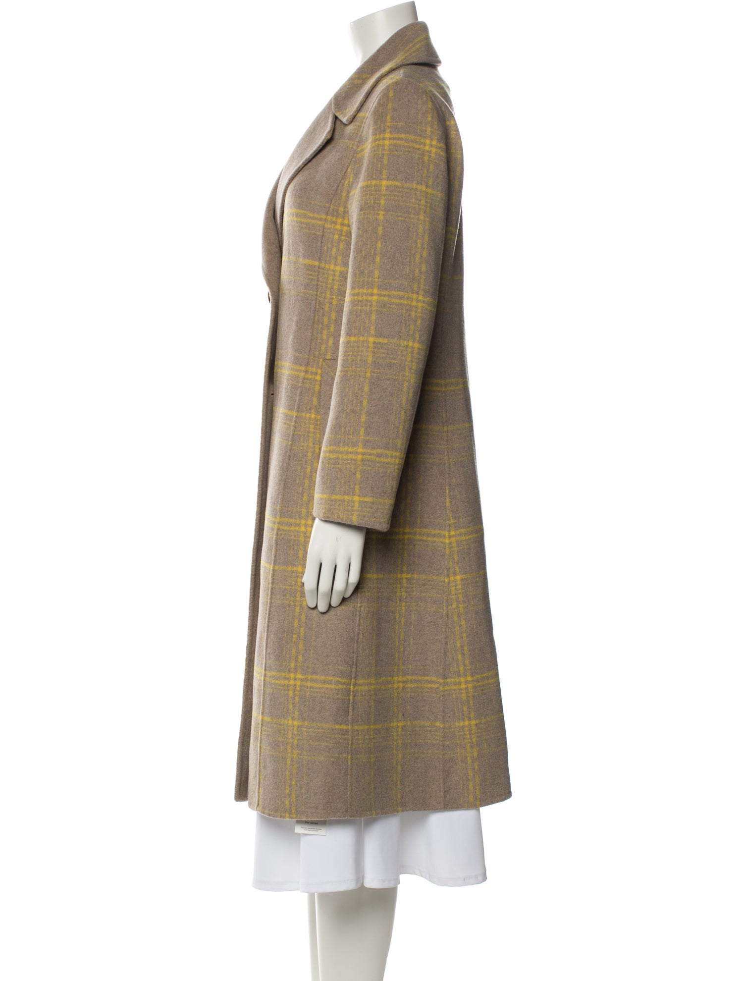 Gentle Herd Wool Plaid Print Trench Coat