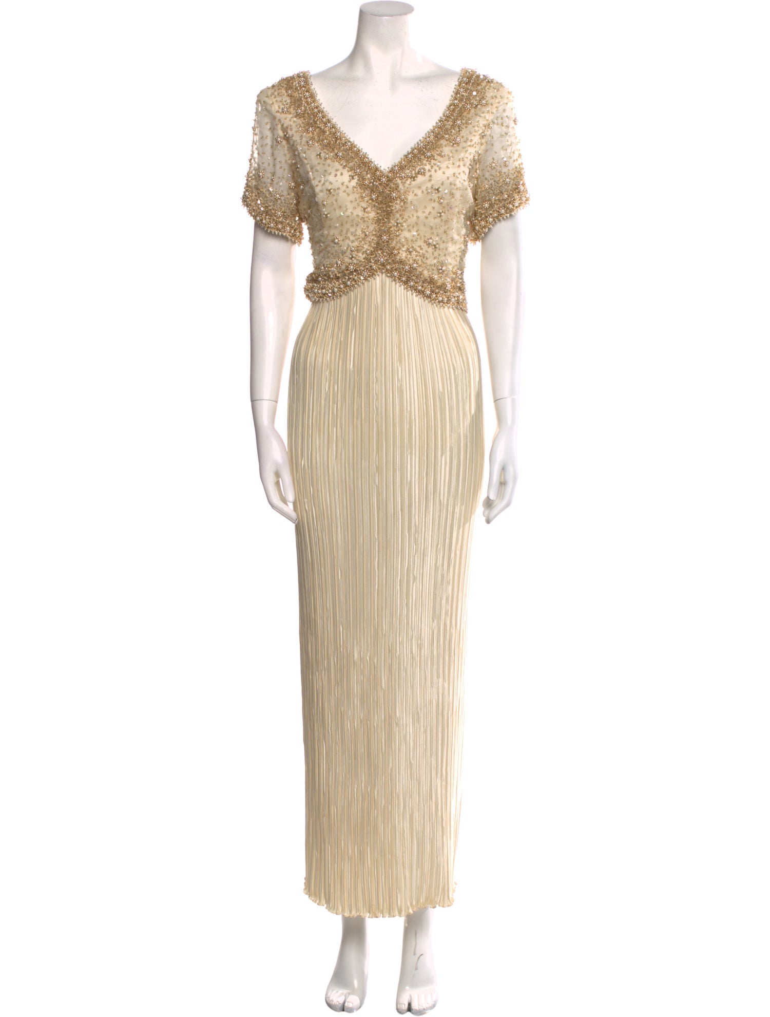 George F. Couture V-Neck Long Dress