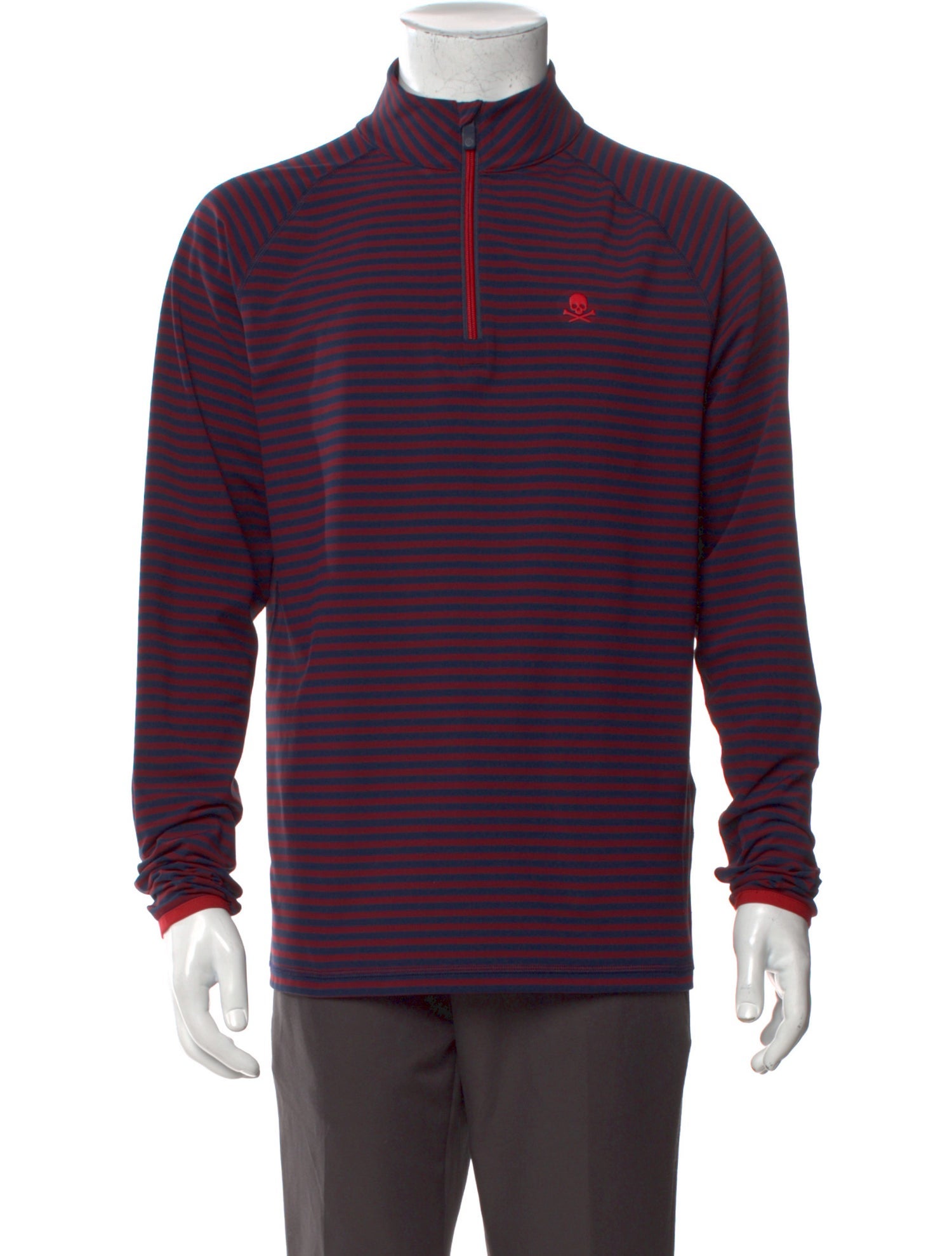 G/Fore Striped Mock Neck Polo Shirt