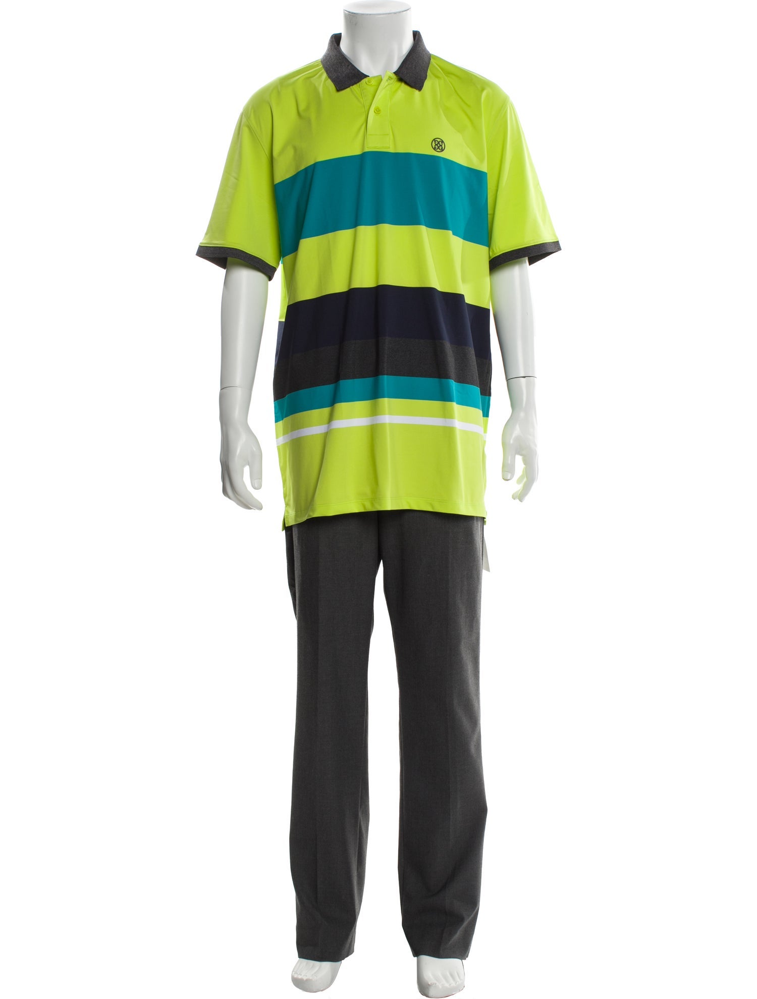 G/Fore Striped Crew Neck Polo Shirt