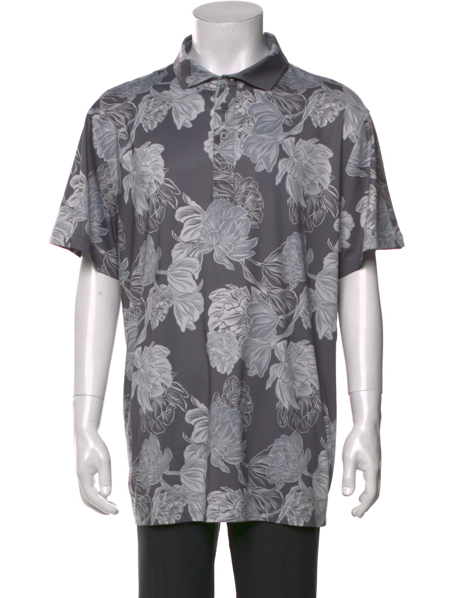 G/Fore Floral Print V-Neck Polo Shirt