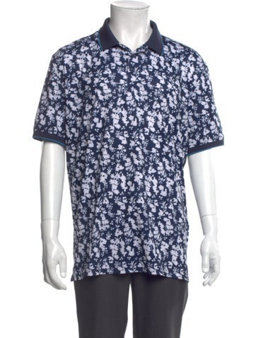 Pre-owned G/fore Floral Print Collar Polo Shirt In Blue