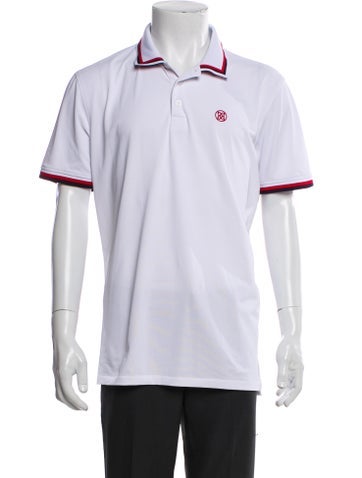 Pre-owned G/fore Striped Collar Polo Shirt In White