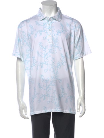 Pre-owned G/fore Floral Print Collar Polo Shirt In White