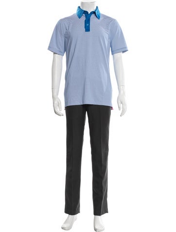 Pre-owned G/fore Striped Collar Polo Shirt In Blue