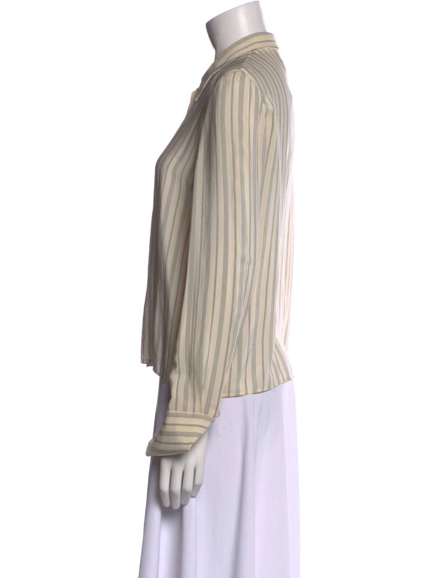 Georges Rech Silk Striped Button-Up Top