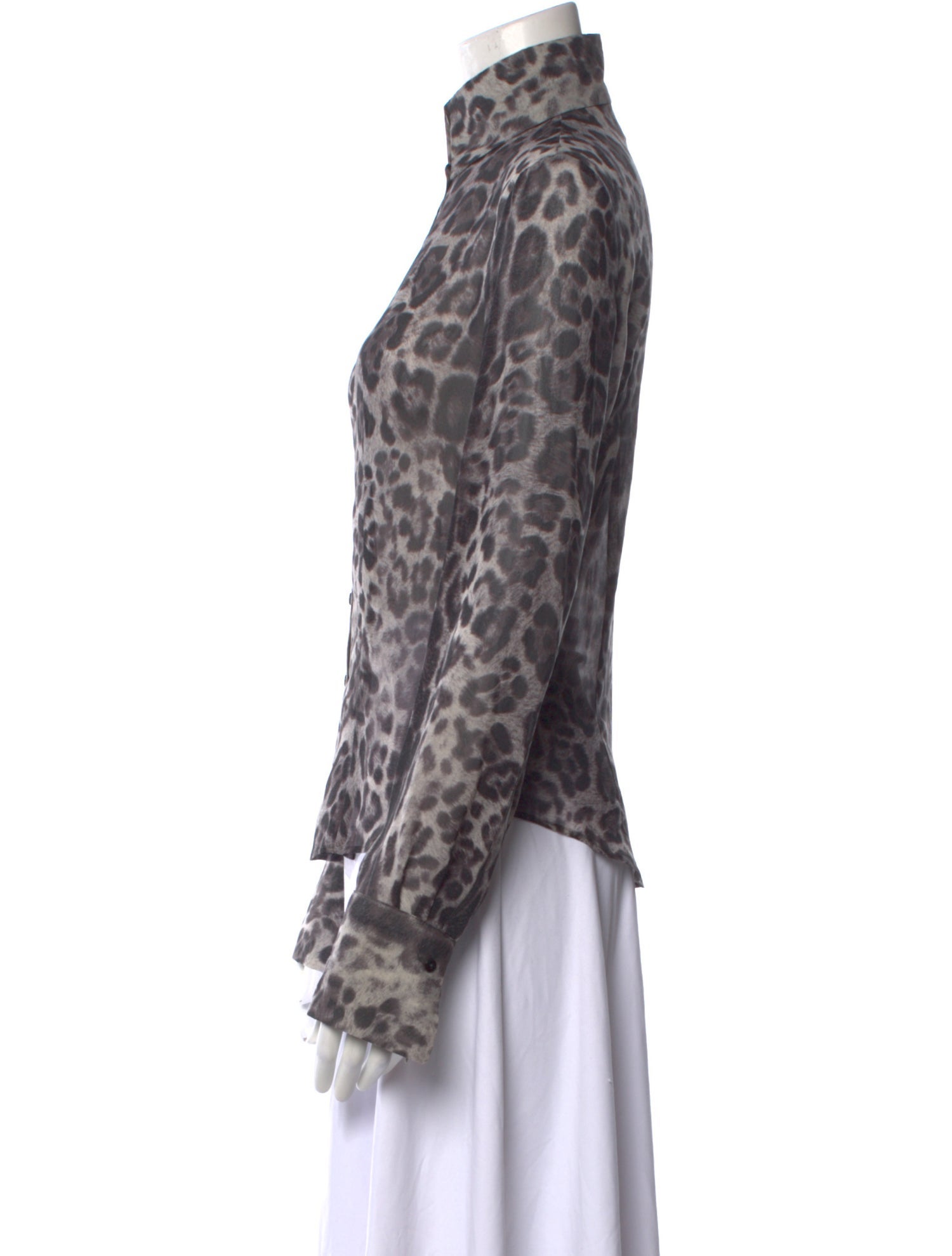 Georges Rech Silk Animal Print Button-Up Top
