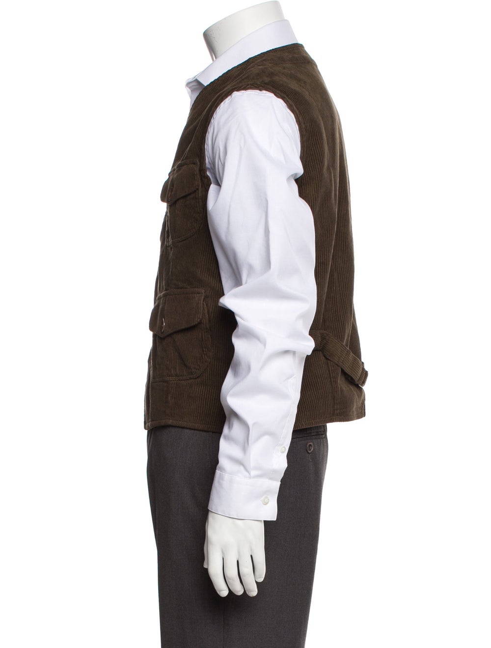 Ghirardelli Vest Brown Striped Patch Pockets - image 2