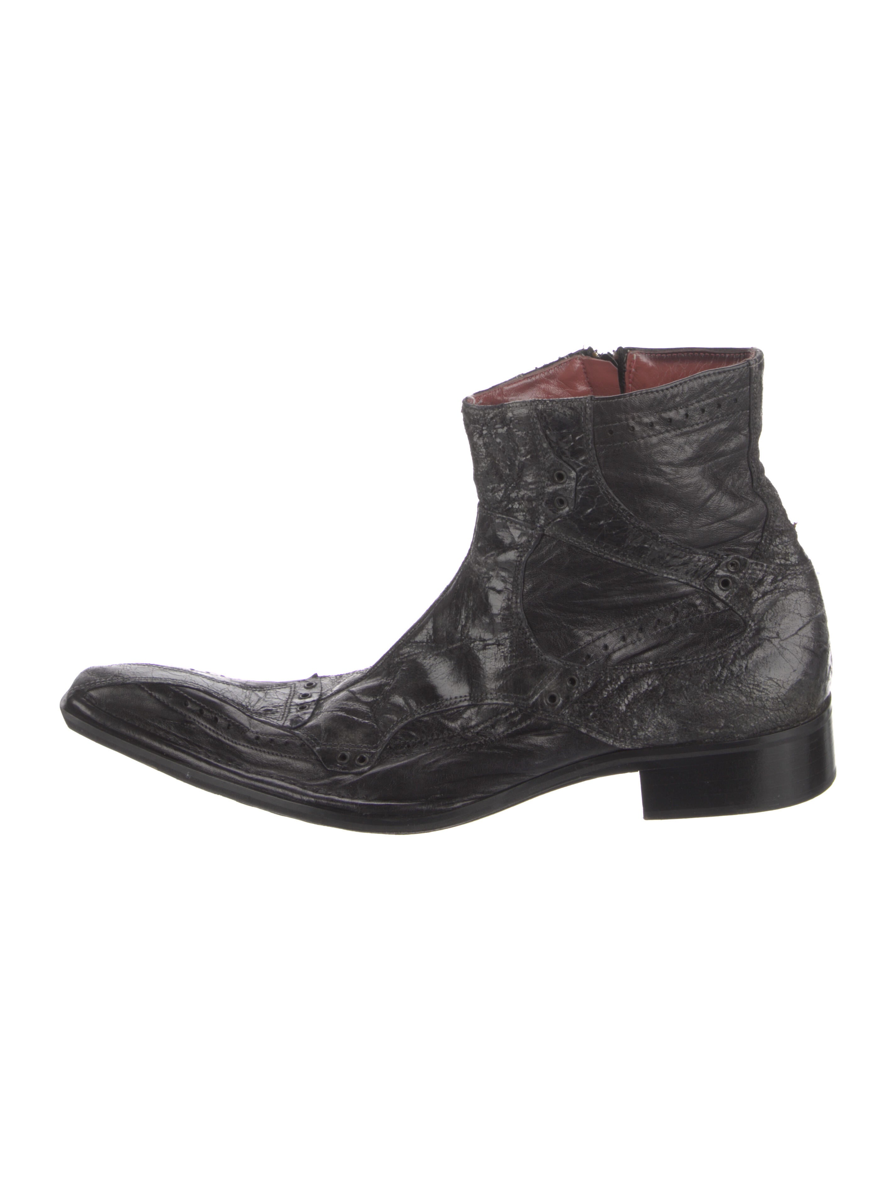 Ghost Leather Animal Print Moto Boots - Black Boots, Shoes - WGHOS20078