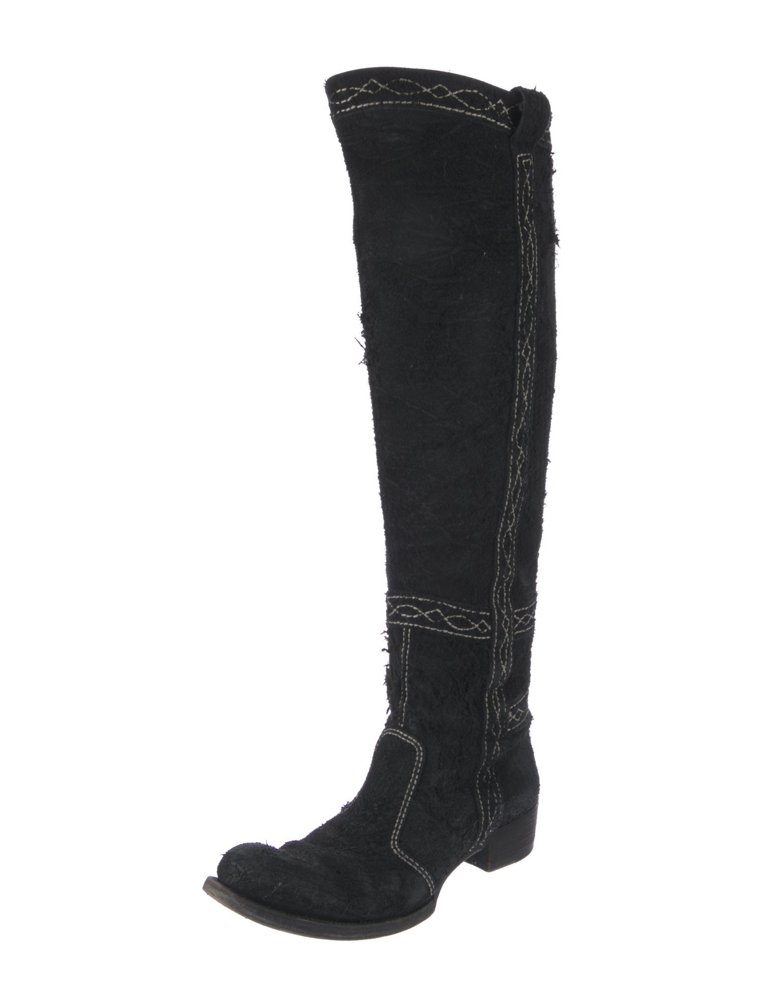 Gianni Barbato Suede Embroidered Accent Riding Boots