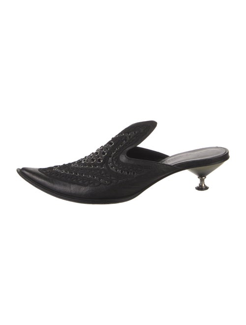 Gianni Barbato Leather Crystal Embellishments Mules