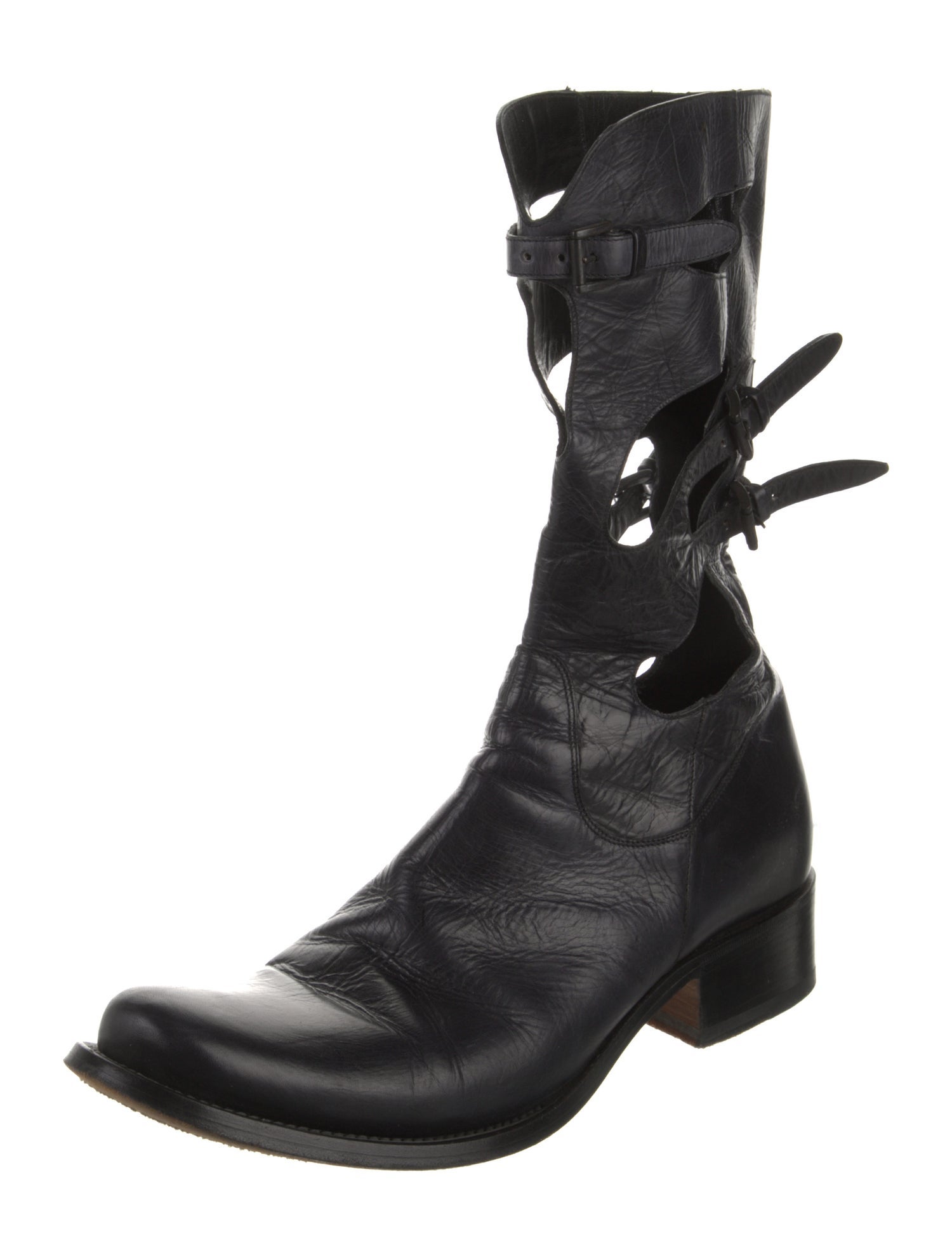 Gianni Barbato Leather Cutout Accent Combat Boots
