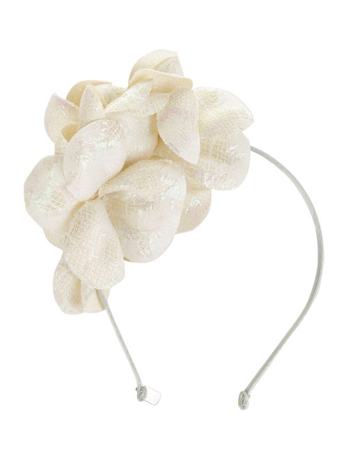 Gigi Burris Floral-Accented Metallic Headband Whit