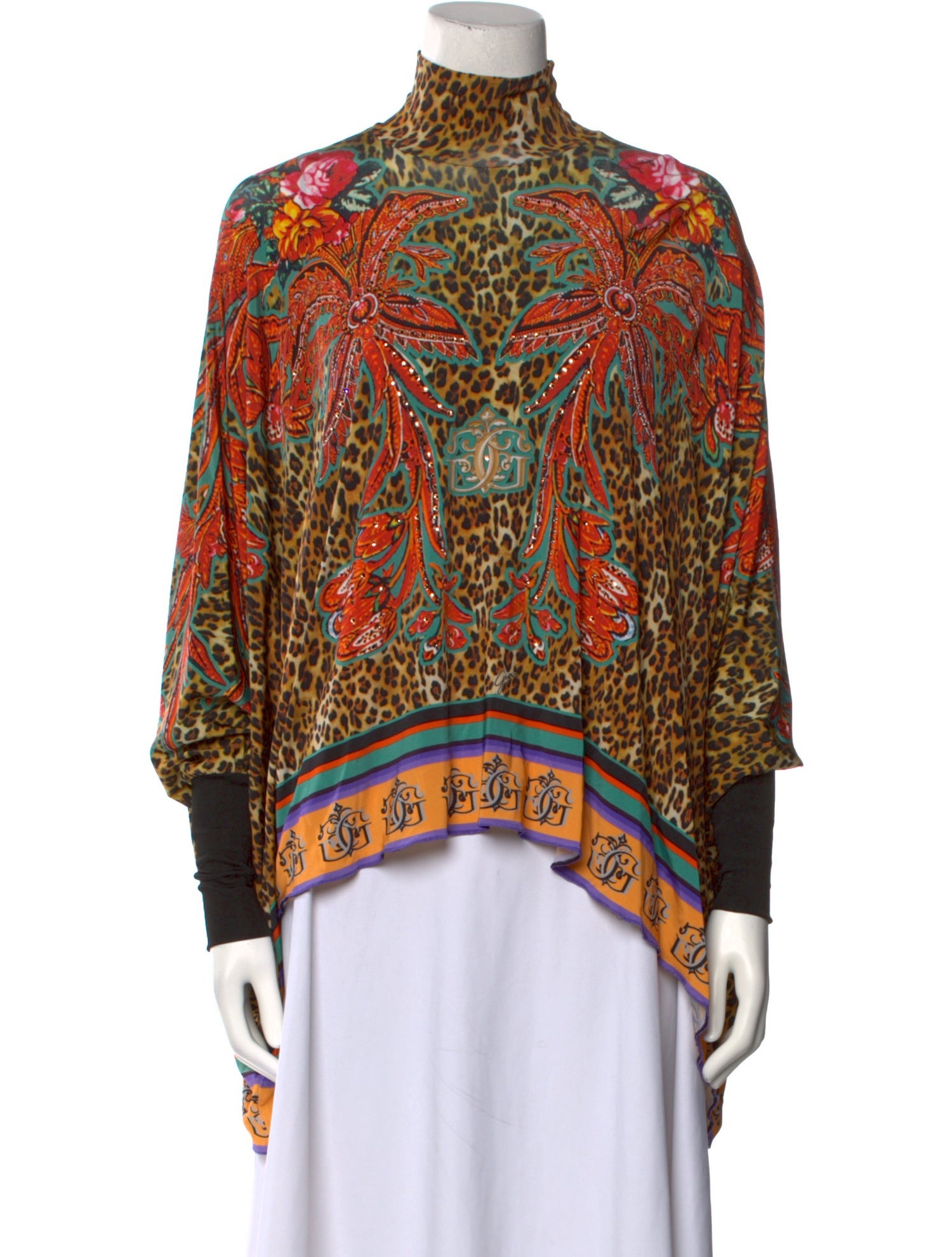 Gizia Printed Mock Neck Blouse