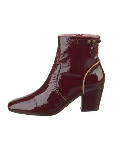 Pre-owned Gini & Albert Patent Leather Boots W/ Tags In Red
