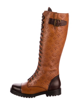 Girotti Leather Patterned Lace-Up Boots