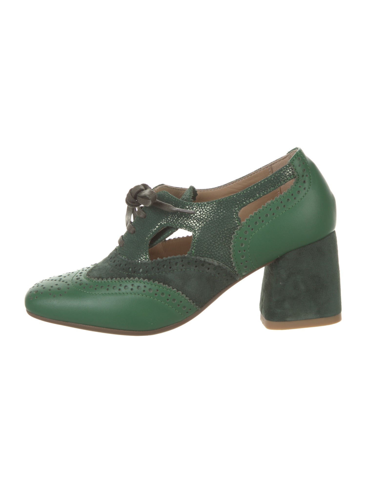 Girotti Leather Cutout Accent Pumps