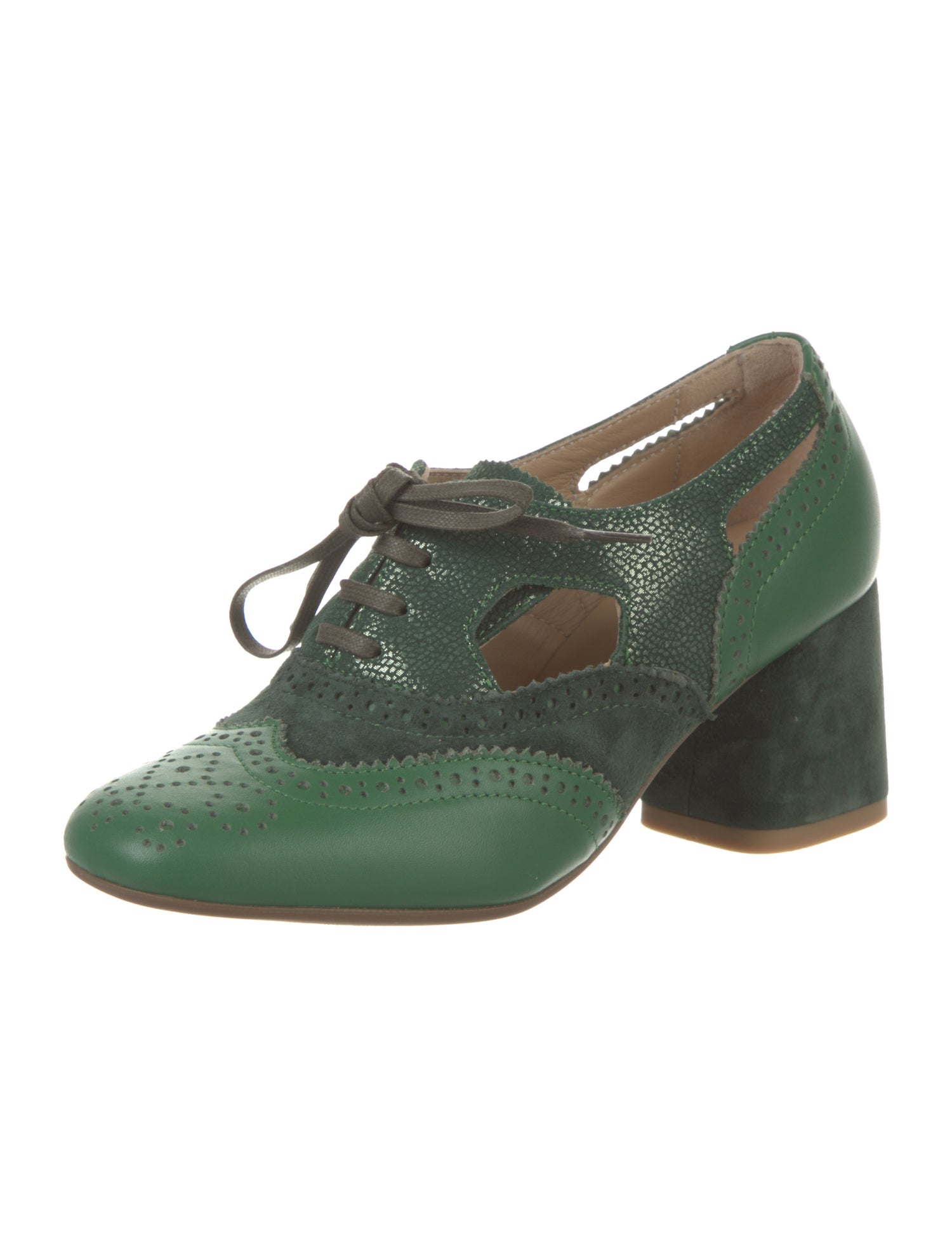 Girotti Leather Cutout Accent Pumps