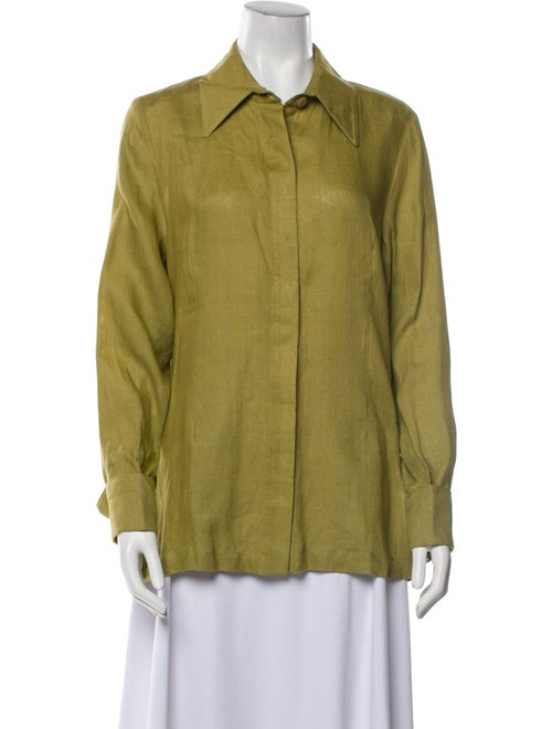 Giorgio Sant'Angelo Linen Long Sleeve Button-Up Top