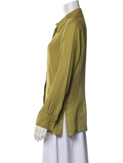 Giorgio Sant'Angelo Linen Long Sleeve Button-Up Top