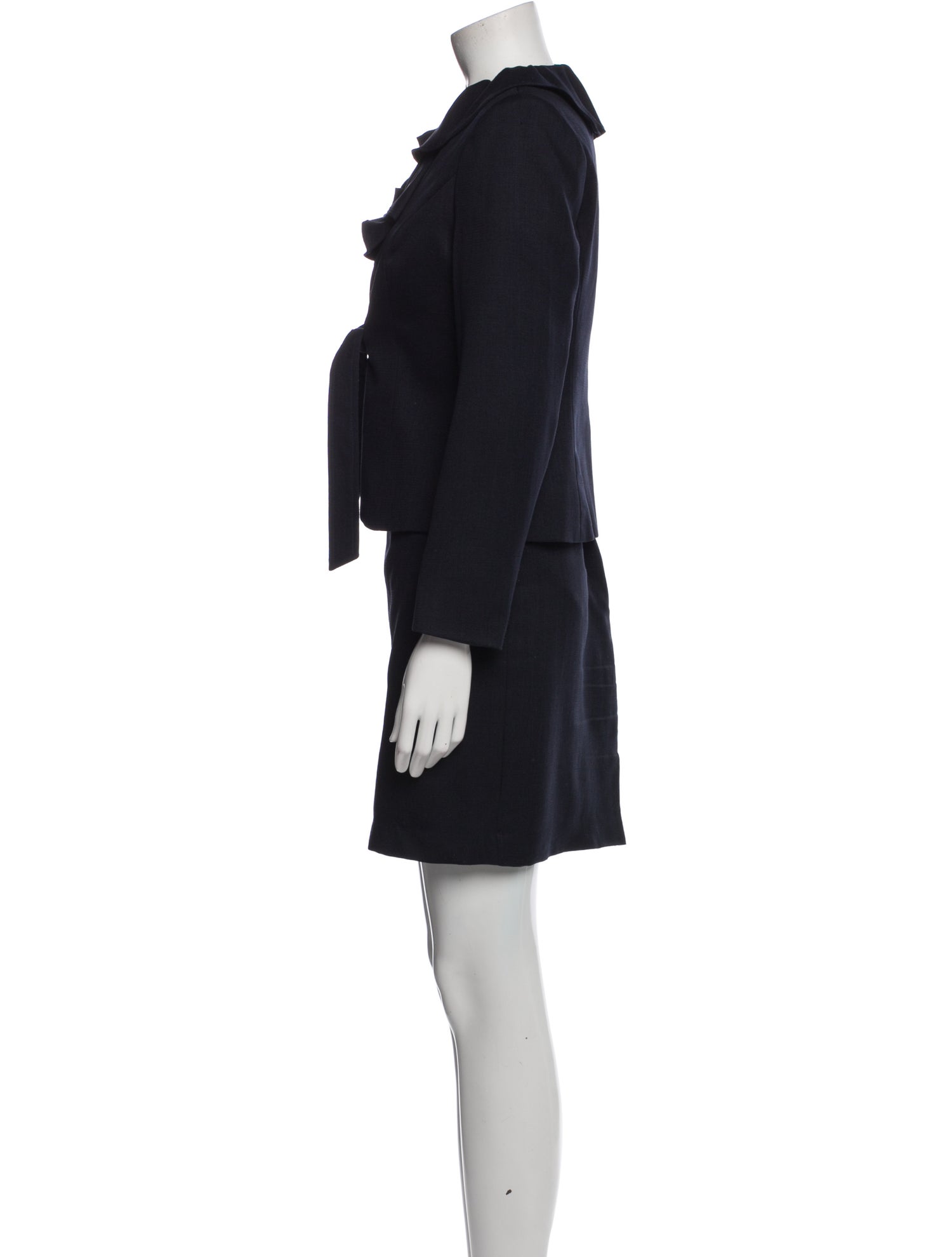 Giorgio Sant'Angelo Corduroy Ruffle Embellishment Skirt Suit