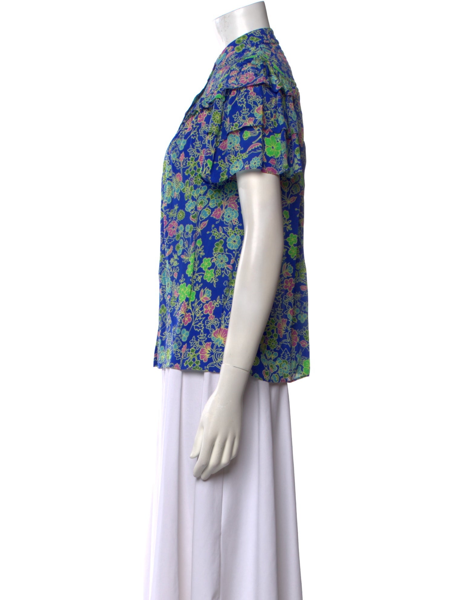 Gilner Farrar Floral Print Mock Neck Blouse