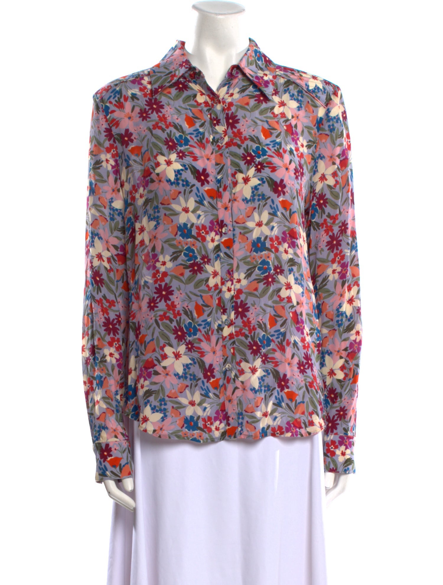 Gilner Farrar Floral Print Long Sleeve Button-Up Top w/ Tags