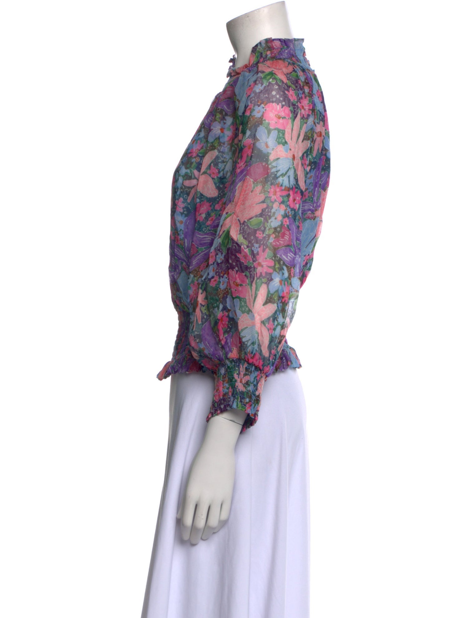 Gilner Farrar Floral Print Mock Neck Blouse