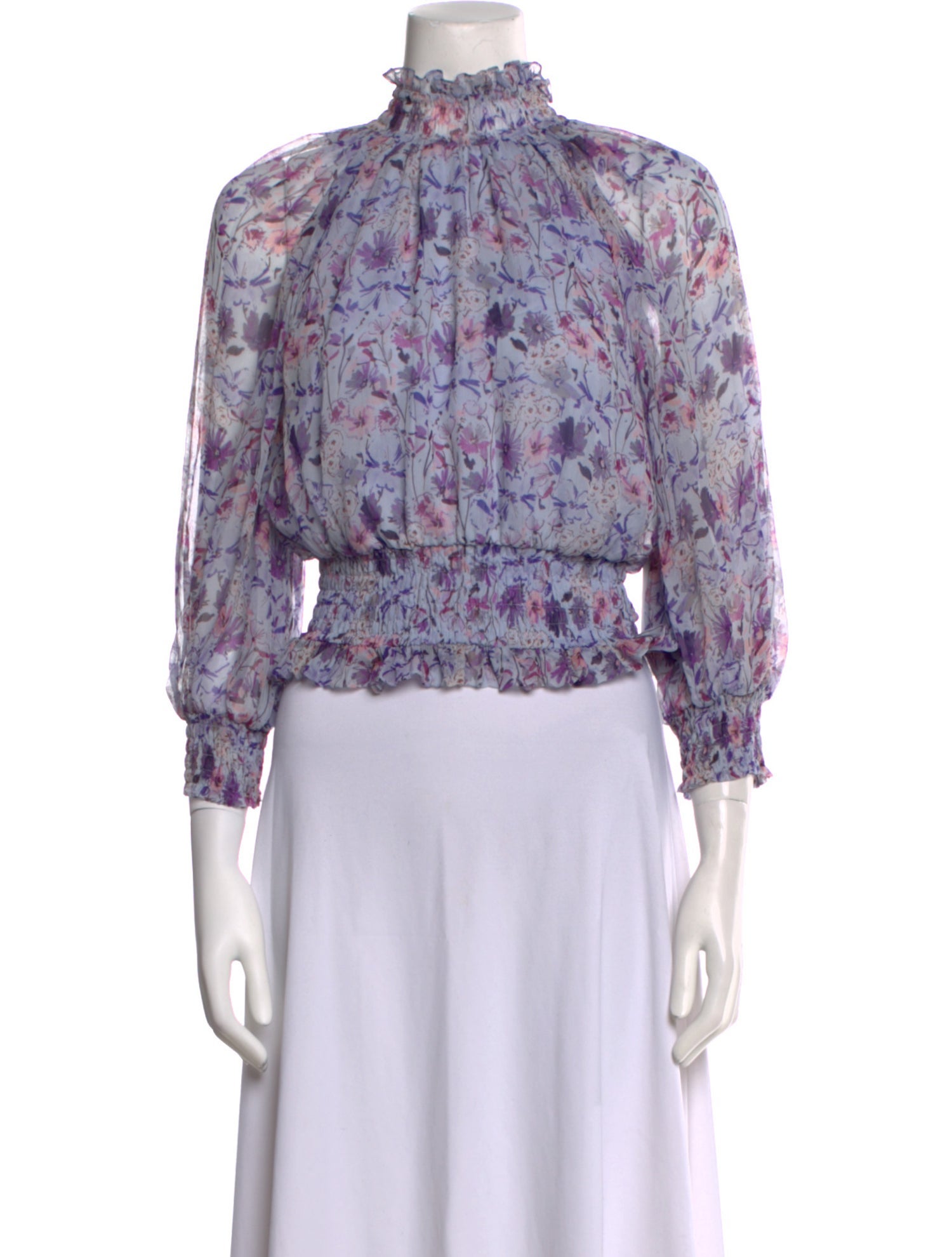 Gilner Farrar Floral Print Mock Neck Blouse