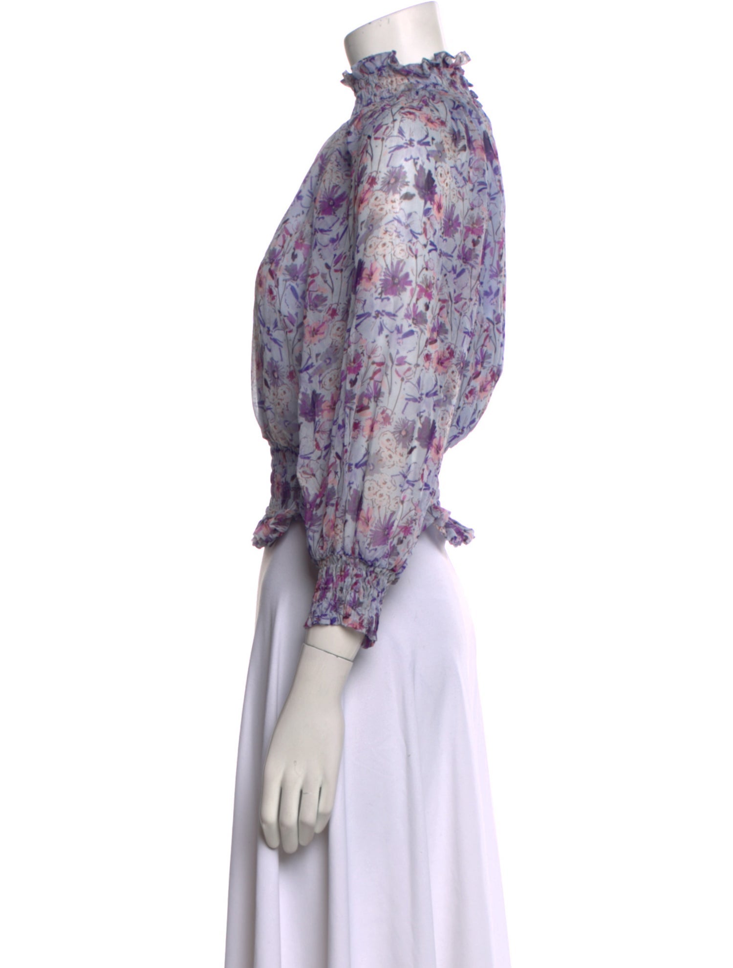 Gilner Farrar Floral Print Mock Neck Blouse