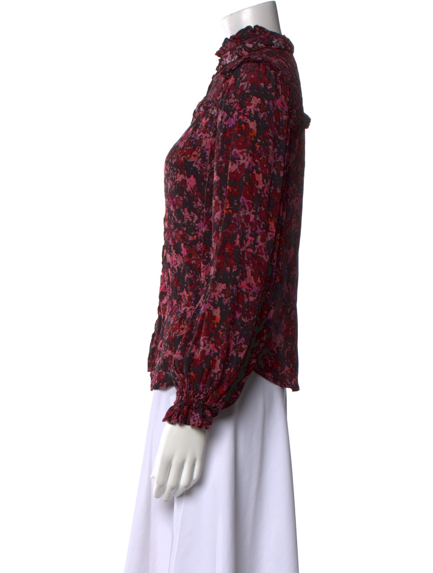 Gilner Farrar Floral Print Mock Neck Blouse