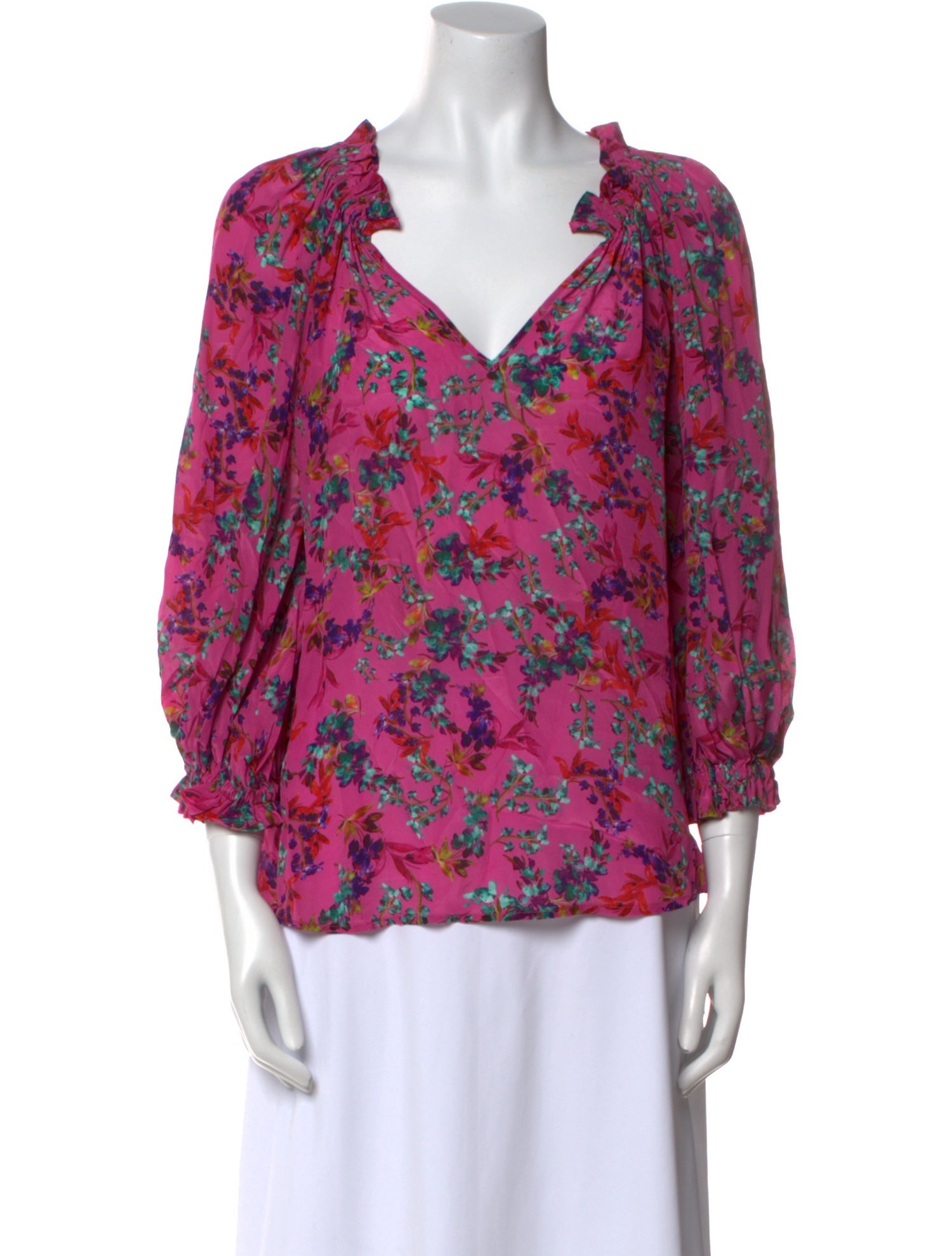 Gilner Farrar Floral Print V-Neck Blouse
